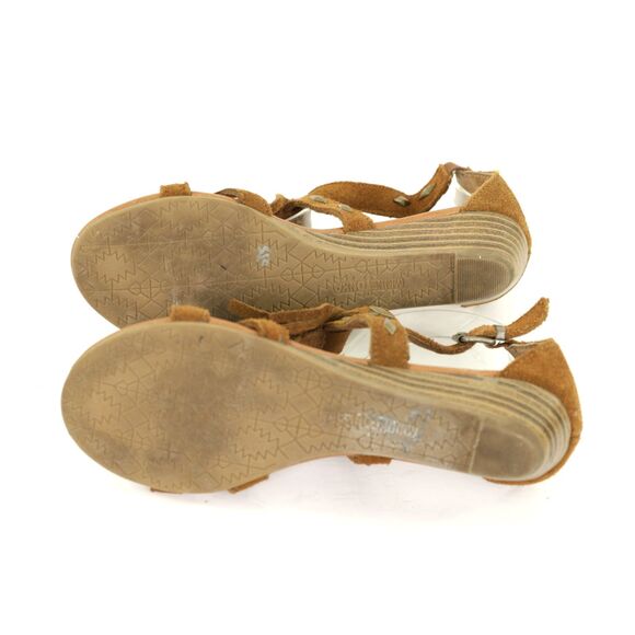 Minnetonka Merriam Fringe Studded Wedge Suede Sandals Size 8 - Picture 10 of 10